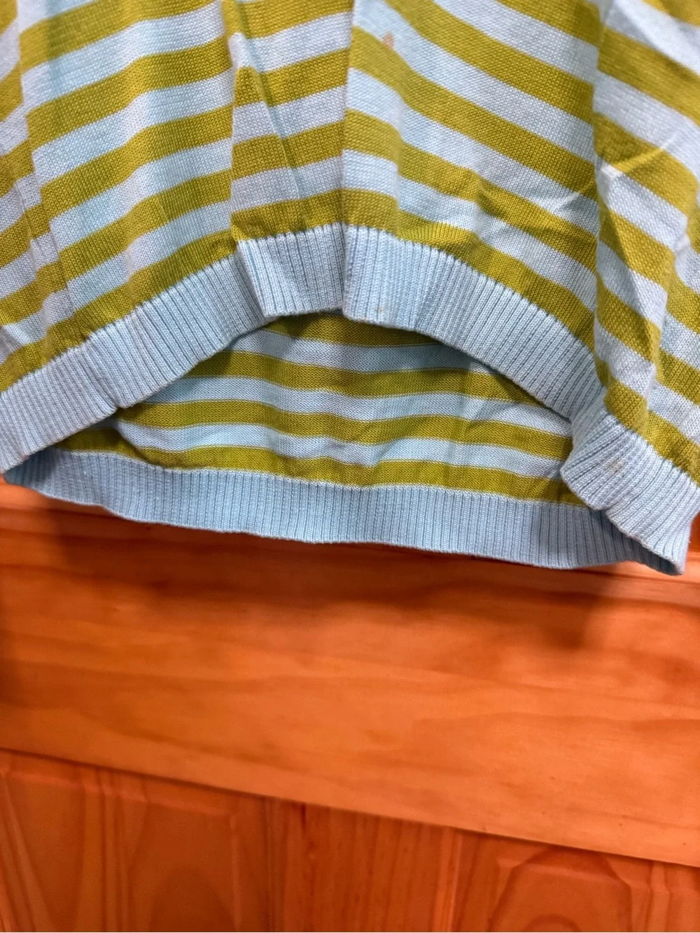 VTG. J. Crew Green and Light Blue Striped Cotton Top size M